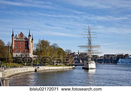 View of the island of Skeppsholmen with the Af Chapman youth hostel ship, Stockholm, Sweden, Scandinavia, Europe View Large Photo Image Stock Image - View of the island of Skeppsholmen with the Af Chapman youth hostel ship, Stockholm, Sweden, Scandinavia, Europe. Fotosearch
