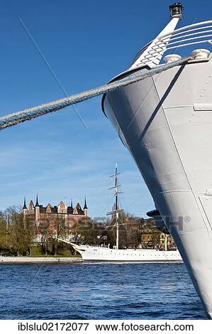 View of the island of Skeppsholmen with the Af Chapman Youth Hostel Ship, Stockholm, Sweden, Scandinavia, Europe View Large Photo Image Stock Photo - View of the island of Skeppsholmen with the Af Chapman Youth Hostel Ship, Stockholm, Sweden, Scandinavia, Europe. Fotosearch