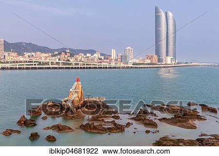 View of the skyline of Xiamen as seen from Gulangyu Island, Xiamen, also known as Amoy, Fujian province, China, Asia View Large Photo Image Stock Image - View of the skyline of Xiamen as seen from Gulangyu Island, Xiamen, also known as Amoy, Fujian province, China, Asia. Fotosearch