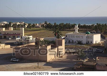 Stock Photo - View over the town of Taqah, southern Oman, Arabian Peninsula, Middle East, Asia. Fotosearch