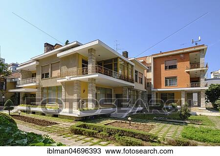 Stock Image - Villa of Enver Hoxha, 1944 to 1985 dictator of the Socialist People's Republic of Albania, Blloku district, Tirana, Albania, Europe. Fotosearch