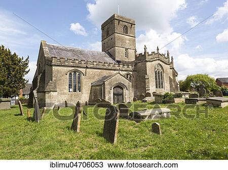 Stock Image - Village parish church of All Saints, All Cannings, Vale of Pewsey, Wiltshire, England, UK. Fotosearch