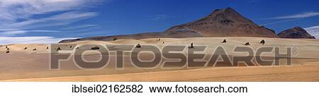 Stock Image - Volcanic mountain with a desert, Desierto de Salvador Dali, Uyuni, Bolivia, South America. Fotosearch