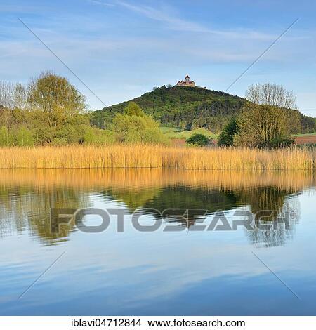 Wachsenburg castle, castle of the castle ensemble Drei Gleichen, water reflection in the lake, Mühlberg, Thuringia, Germany, Europe View Large Photo Image Picture - Wachsenburg castle, castle of the castle ensemble Drei Gleichen, water reflection in the lake, Mühlberg, Thuringia, Germany, Europe. Fotosearch