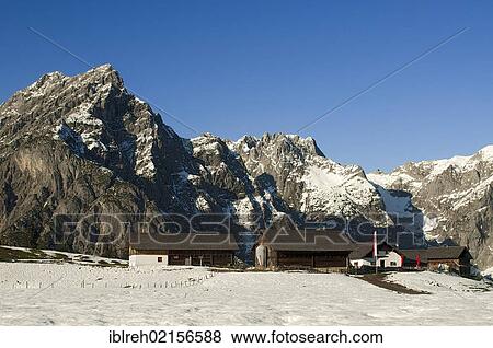 Stock Photo - Walder Alm alpine pastures in front of the Karwendel Mountains, Gnadenwald, Tyrol, Austria, Europe. Fotosearch