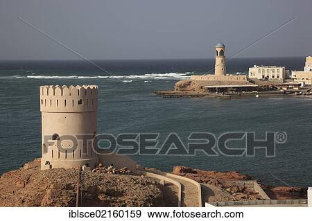 Watchtower at Al-Ayjah near Sur in the Gulf of Oman, Oman, Arabian Peninsula, Middle East, Asia View Large Photo Image Stock Photo - Watchtower at Al-Ayjah near Sur in the Gulf of Oman, Oman, Arabian Peninsula, Middle East, Asia. Fotosearch