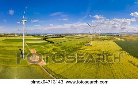 Wind farm between grainfields, aerial view, Alzey region, Rhineland-Palatinate, Germany, Europe View Large Photo Image Stock Image - Wind farm between grainfields, aerial view, Alzey region, Rhineland-Palatinate, Germany, Europe. Fotosearch