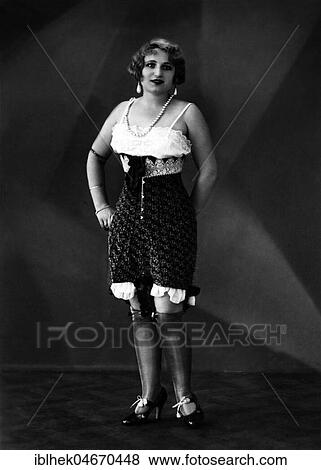 Stock Photo - Woman in Corset and Underwear, 1920s, Germany, Europe. Fotosearch