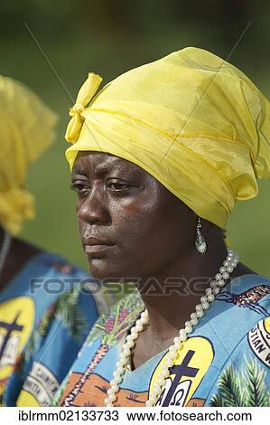 Stock Image - Woman, portrait, Christian Women's Fellowship, CWF, Bamenda, Cameroon, Africa. Fotosearch