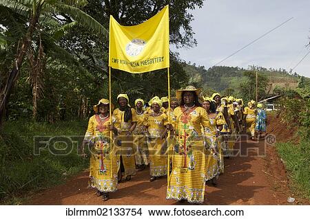 Picture - Women at dance and music event, CWF Christian Women's Fellowship, Cameroon, Africa. Fotosearch