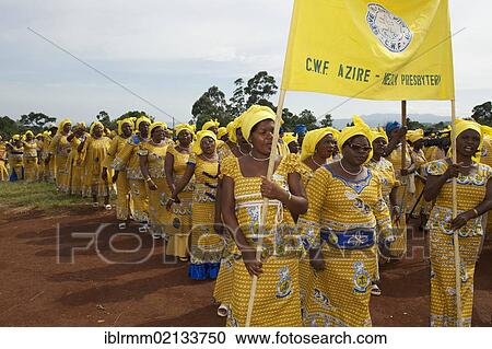 Stock Image - Women at dance and music event, CWF Christian Women's Fellowship, Cameroon, Africa. Fotosearch