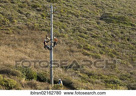 Workers of the PG&E power company working on a pylon, Big Sur, California, USA, North America View Large Photo Image Stock Image - Workers of the PG&E power company working on a pylon, Big Sur, California, USA, North America. Fotosearch