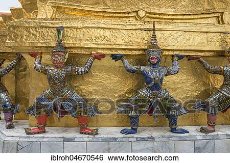 Yaksha figures, Wat Phra Kaeo, Bangkok, Thailand, Asia View Large Photo Image Stock Photograph - Yaksha figures, Wat Phra Kaeo, Bangkok, Thailand, Asia. Fotosearch