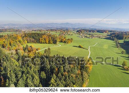 Picture - Zuercher Oberland, view of Bachtel and Saentis, Switzerland, Säntis, Europe. Fotosearch