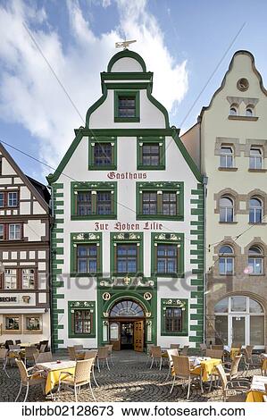 Stock Image - Zur Hohen Lilie restaurant, Erfurt, Thuringia, Germany, Europe, PublicGround, Europe. Fotosearch