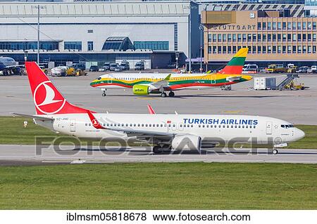 A Boeing 737-800 of Turkish Airlines with the registration number TC-JVC at Stuttgart Airport (STR), Stuttgart, Germany, Europe View Large Photo Image Stock Photo - A Boeing 737-800 of Turkish Airlines with the registration number TC-JVC at Stuttgart Airport (STR), Stuttgart, Germany, Europe. Fotosearch