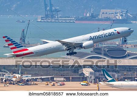 A Boeing 777-300ER aircraft of American Airlines with registration number N721AN at Hong Kong Airport (HKG), Hong Kong, China, Asia View Large Photo Image Stock Photo - A Boeing 777-300ER aircraft of American Airlines with registration number N721AN at Hong Kong Airport (HKG), Hong Kong, China, Asia. Fotosearch