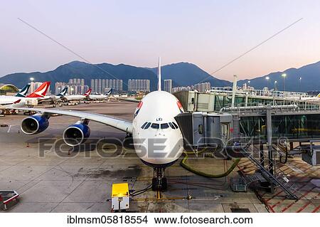 A British Airways Airbus A380-800 aircraft with registration mark G-XLEI at Hong Kong Airport (HKG), Hong Kong, China, Asia View Large Photo Image Picture - A British Airways Airbus A380-800 aircraft with registration mark G-XLEI at Hong Kong Airport (HKG), Hong Kong, China, Asia. Fotosearch