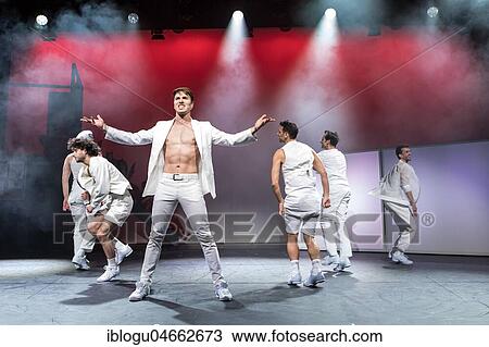 Stock Image - A dance scene at Musical 95 - Ninety-Five live at Le Théâtre im Gersag, Emmen, Lucerne, Switzerland, Europe. Fotosearch