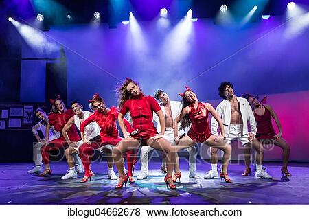 Stock Photo - A dance scene at Musical 95 - Ninety-Five live at Le Théâtre im Gersag, Emmen, Lucerne, Switzerland, Europe. Fotosearch