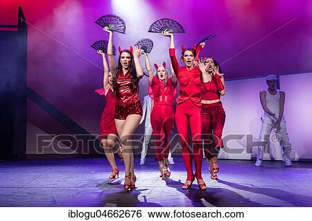 Stock Photograph - A dance scene at Musical 95 - Ninety-Five live at Le Théâtre im Gersag, Emmen, Lucerne, Switzerland, Europe. Fotosearch