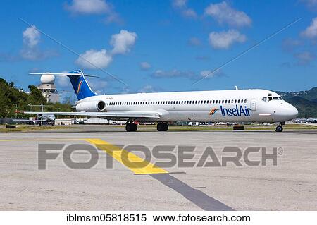 A McDonnell Douglas MD-83 of the island Air with registration number P4-MDG at the airport of St. Maarten (SXM), Sint Maarten, Netherlands Antilles, North America View Large Photo Image Stock Photography - A McDonnell Douglas MD-83 of the island Air with registration number P4-MDG at the airport of St. Maarten (SXM), Sint Maarten, Netherlands Antilles, North America. Fotosearch