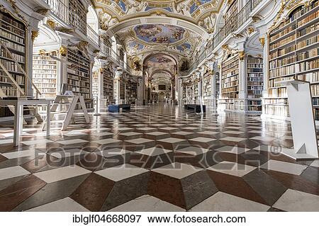 Stock Photo - Abbey Library in Admont Benedictine Abbey, Admont, Styria, Austria, Europe. Fotosearch