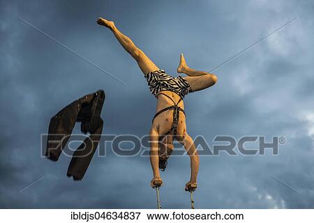 Stock Photo - Acrobat, Kulturufer, Festival with street artists, Friedrichshafen, Lake Constance, Baden-Württemberg, Germany, Europe. Fotosearch