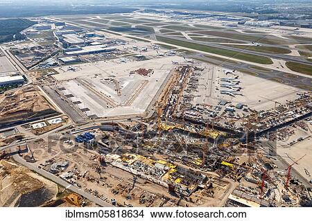 Aerial photograph of the Terminal 3 construction site at Frankfurt Airport FRA, Frankfurt, Germany, Europe View Large Photo Image Picture - Aerial photograph of the Terminal 3 construction site at Frankfurt Airport FRA, Frankfurt, Germany, Europe. Fotosearch
