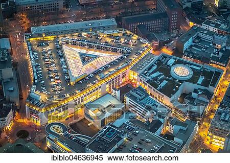 Aerial view, Illuminated shopping mall Thier-Galerie at dusk, Dortmund city centre, Ruhr area, North Rhine-Westphalia, Germany, Europe View Large Photo Image Stock Photography - Aerial view, Illuminated shopping mall Thier-Galerie at dusk, Dortmund city centre, Ruhr area, North Rhine-Westphalia, Germany, Europe. Fotosearch