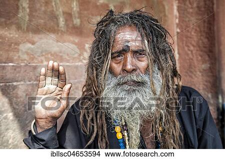 Picture - Aghori Sadhu, Portrait, Varanasi, India, Asia. Fotosearch