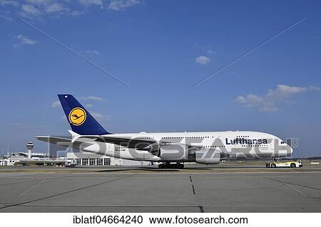 Airbus, A380-800, Lufthansa, with Push-Back Truck, Munich Airport, Upper Bavaria, Bavaria, Germany, Europe View Large Photo Image Stock Image - Airbus, A380-800, Lufthansa, with Push-Back Truck, Munich Airport, Upper Bavaria, Bavaria, Germany, Europe. Fotosearch