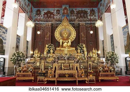 Altar with Buddha statue, Wat Chana Songkhram, Buddhist temple complex, Phra Nakhon, Bangkok, Thailand, Asia View Large Photo Image Stock Photograph - Altar with Buddha statue, Wat Chana Songkhram, Buddhist temple complex, Phra Nakhon, Bangkok, Thailand, Asia. Fotosearch