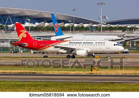 Picture - An Airbus A320 aircraft of Shenzhen Airlines with registration number B-6589 at Guangzhou Baiyun (CAN) Airport, Guangzhou, China, Asia. Fotosearch