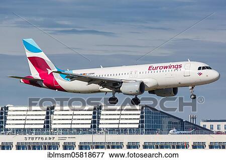 Stock Photo - An Airbus A320 of Eurowings with the registration number D-ABNK at Stuttgart Airport (STR), Stuttgart, Germany, Europe. Fotosearch