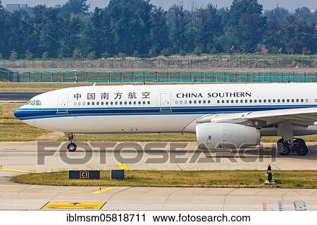 Stock Image - An Airbus A330-300 aircraft of China Southern Airlines with registration number B-8361 at Beijing Airport (PEK), Beijing, China, Asia. Fotosearch