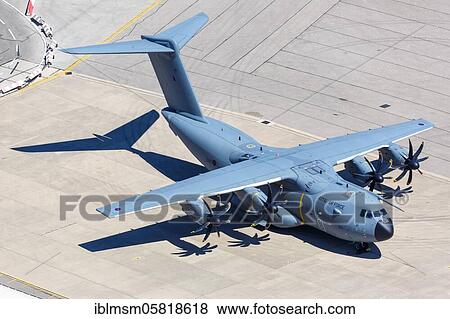 Stock Photo - An Airbus A400M of the Royal Air Force with registration mark ZM411 at Gibraltar Airport (GIB), Gibraltar, Europe. Fotosearch