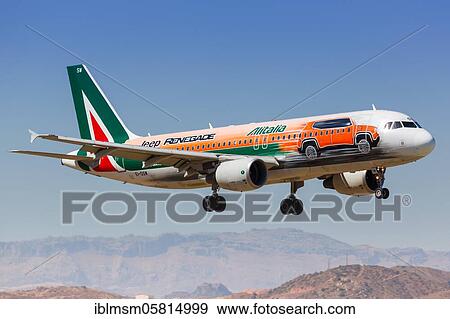 An Alitalia Airbus A320 with the registration EI-DSW in the Jeep Renegade special painting lands at Malaga Airport (AGP), Malaga, Spain, Europe View Large Photo Image Stock Photo - An Alitalia Airbus A320 with the registration EI-DSW in the Jeep Renegade special painting lands at Malaga Airport (AGP), Malaga, Spain, Europe. Fotosearch