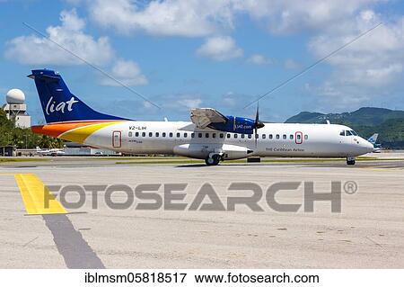 Stock Photo - An ATR 72-600 of LIAT with registration number V2-LIH at the airport St. Maarten (SXM), Sint Maarten, North America. Fotosearch