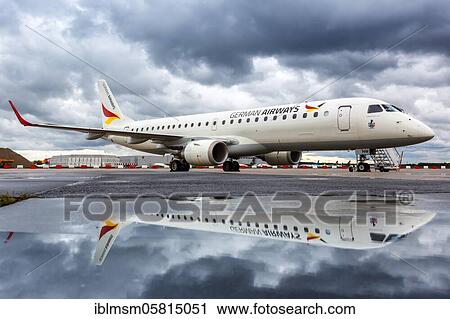 Stock Image - An Embraer 190 of German Airways with the registration number D-AJHW at Cologne Bonn Airport (CGN), Cologne, Germany, Europe. Fotosearch