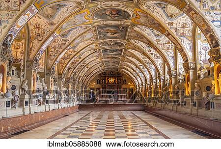 Stock Photo - Antiquarium, ballroom with ceiling paintings, Munich Residence, Munich, Upper Bavaria, Bavaria, Germany, Europe. Fotosearch