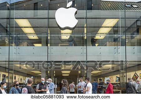 Stock Image - Apple Store, Rosenstrasse, Munich, Upper Bavaria, Bavaria, Germany, Europe. Fotosearch