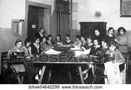 Stock Photo - Apprenticeship, School for seamstresses, 1920s, Germany, Europe. Fotosearch