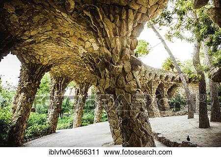 Arcade of a pedestrian bridge, architect Antoni Gaudi, Park Güell, Barcelona, Katalonien, Spain, Europe View Large Photo Image Stock Image - Arcade of a pedestrian bridge, architect Antoni Gaudi, Park Güell, Barcelona, Katalonien, Spain, Europe. Fotosearch
