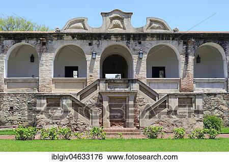 Stock Photograph - Arcade with staircase in the Jesuit Mission, Museo Estancia Jesuitica, Alta Gracia, Province of Córdoba, Argentina, South America. Fotosearch