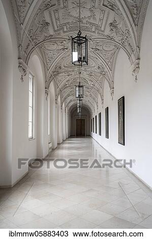 Stock Image - Archway with decorated stucco ceiling, Munich Residence, Munich, Upper Bavaria, Bavaria, Germany, Europe. Fotosearch