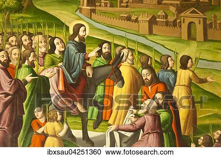 Stock Image - Armenisch-apostolische Kirche, Wandmalerei, Szene aus dem neuen Testament, Einzug in Jerusalem, Vank-Kathedrale, Jolfa oder Neu-Dschulfa, Isfahan, Iran. Fotosearch