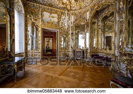 Stock Photo - Artfully decorated mirror cabinet, miniature cabinet, rich room, Munich Residence, Munich, Upper Bavaria, Bavaria, Germany, Europe. Fotosearch