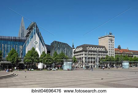 Stock Photograph - Augustusplatz with Paulinum and Kroch Tower, Leipzig, Saxony, Germany, Europe. Fotosearch