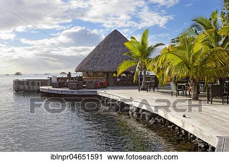 Beach bar, Palm trees, Sea, Pacific Ocean, Manava Suite Resort, Tahiti, Society Islands, Windward Islands, French Polynesia, Oceania View Large Photo Image Stock Image - Beach bar, Palm trees, Sea, Pacific Ocean, Manava Suite Resort, Tahiti, Society Islands, Windward Islands, French Polynesia, Oceania. Fotosearch